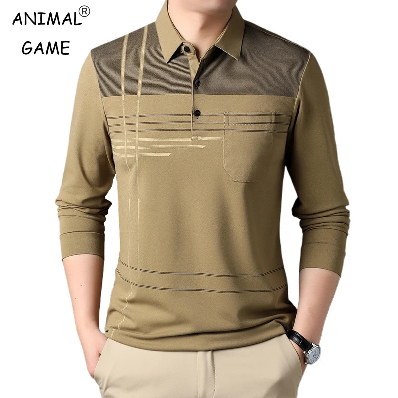 Autumn Mens Long Sleeve Polo Shirts Regular Fit Casual Men T Shirt Business Large Streetwear Lightweight Vintage Tops 250207