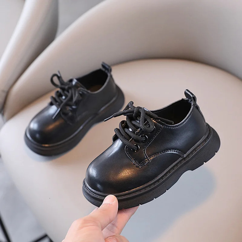 Boy PU Leather Shoes Children Single Solid Colour Casual Small British Style Fashion Kids Students C260130