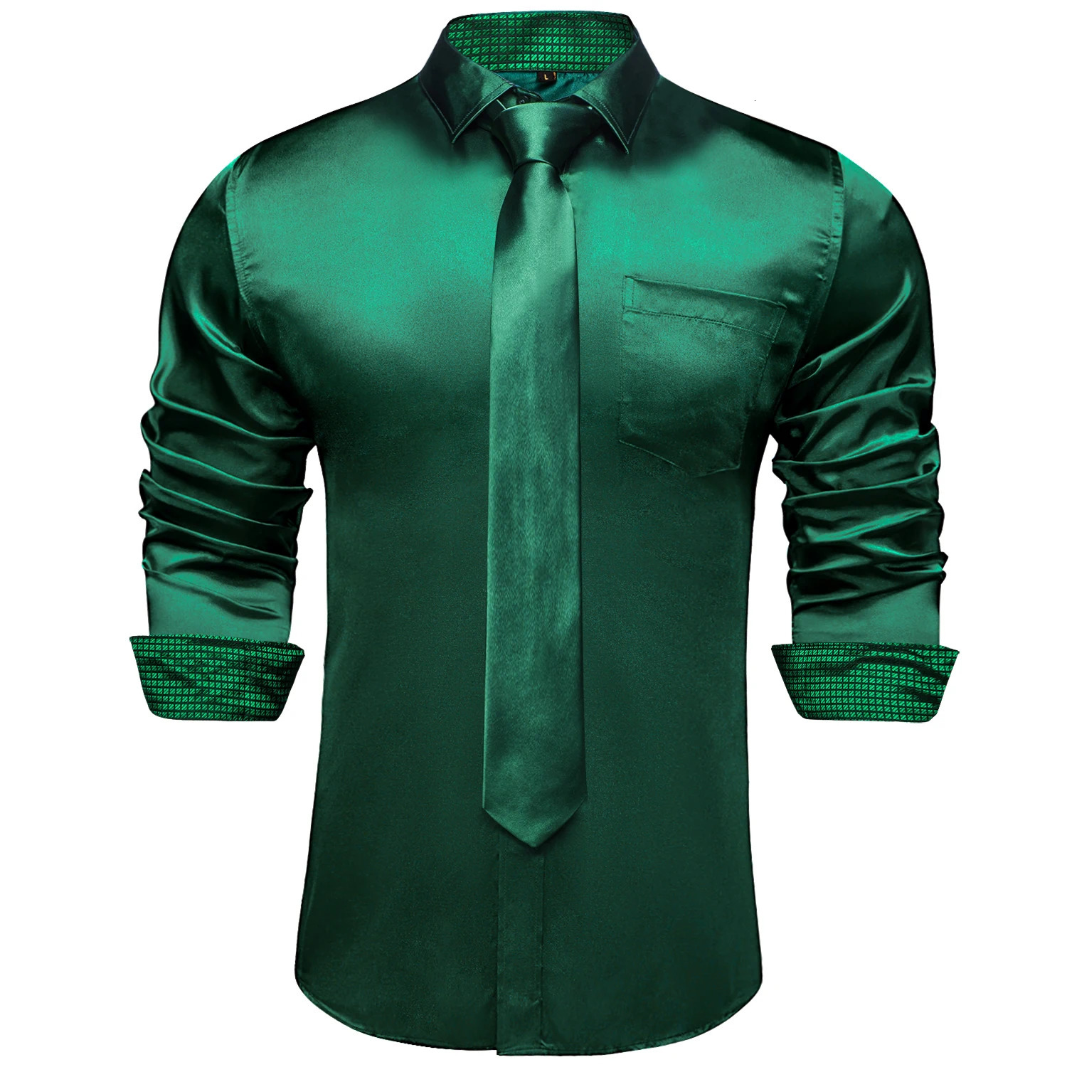 Satin solid mens long sleeved green yellow purple blue wedding ball ultra-thin slim fit dress collar handle 250207