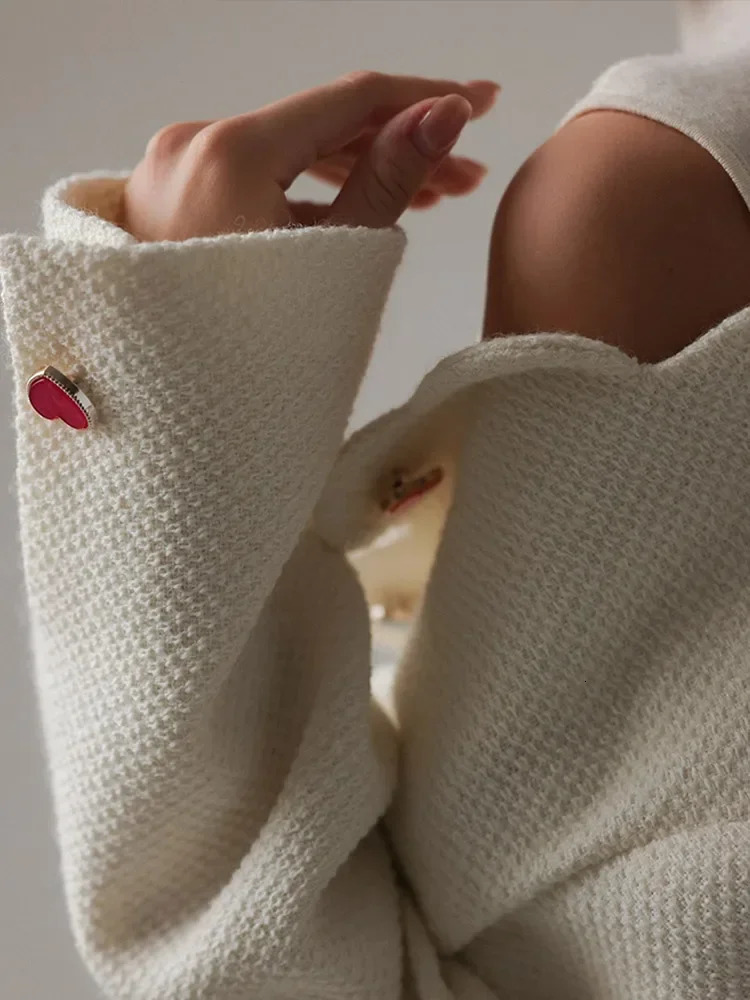 Womens Solid Cute Buttons Jacket Fashion Colorful Long Sleeves Regular Loose Coat 2024 Autumn Lady Overcoat 250208Z