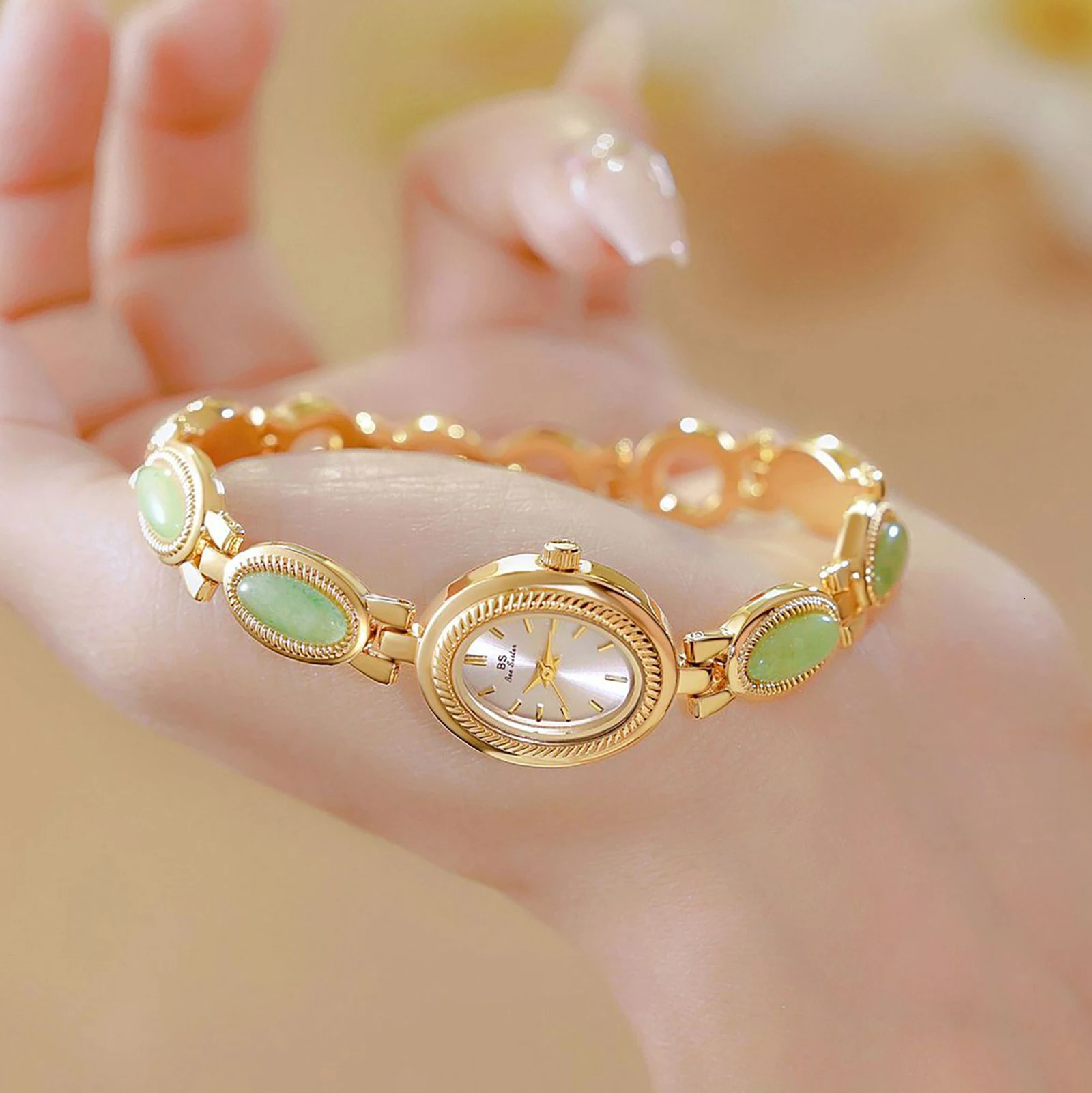 High-end Ladies Watches Elegant Green Jewelry Jade Quartz Bracelet Wristwatch gifts for women 2025 Fashion dress Watch 250221