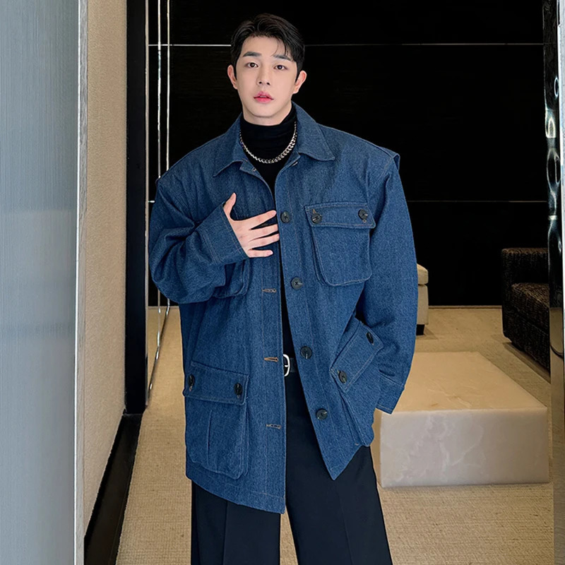 LUZHEN Workwear Multi Pocket Washed Denim Jacket Original Niche n Loose Trendy Retro Coats Male Clothing LZ6487 250207