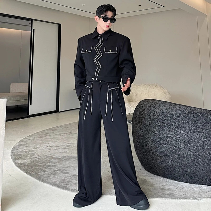 LUZHEN Wave y Short Jacket Set Casual Personalized Handsome Korean Elegance Men Clothing Fashion Pants Two Piece LZ5931 250108