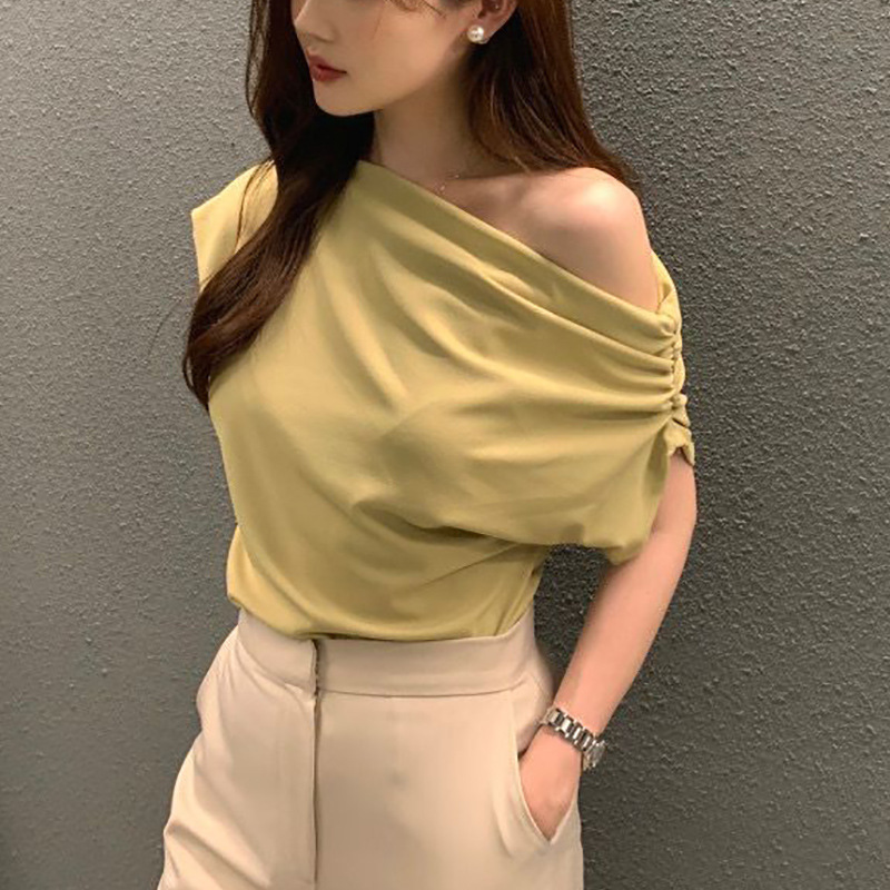 Tankair Light Shoulder Top Tilted Shoulder Weight Loss T-shirt Suitable for Womens Sports Style 240926