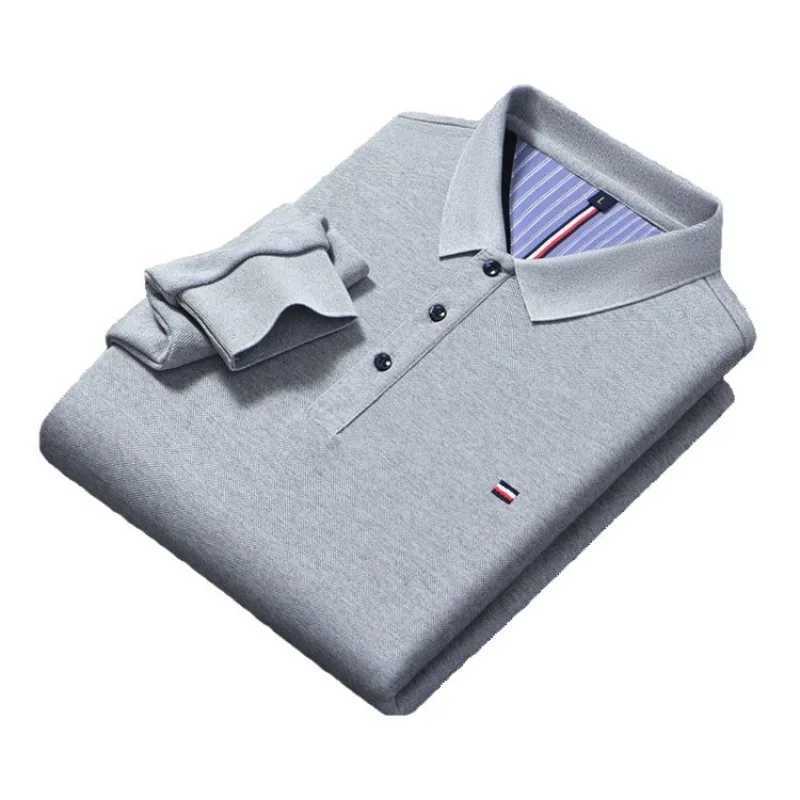 New Business Fashion Plush Polo Shirt Long Sleeve Mens Winter Casual Solid Color Embroidered Collar Thick T-shirt M-4XL LargeT250207