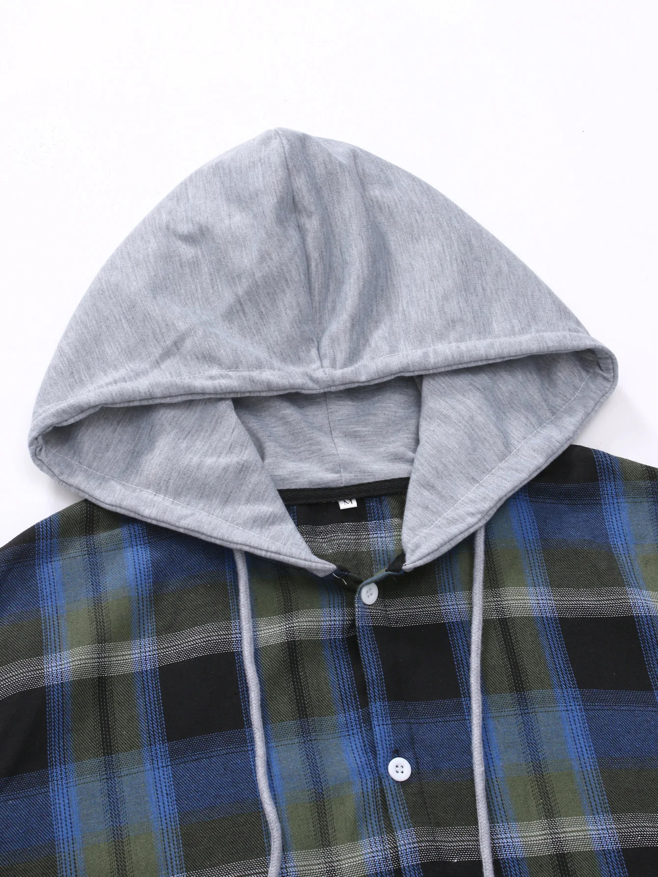 Autumn mens plain weave shirt hooded long sleeved loose casual fashion trend sportswear clothing 250207