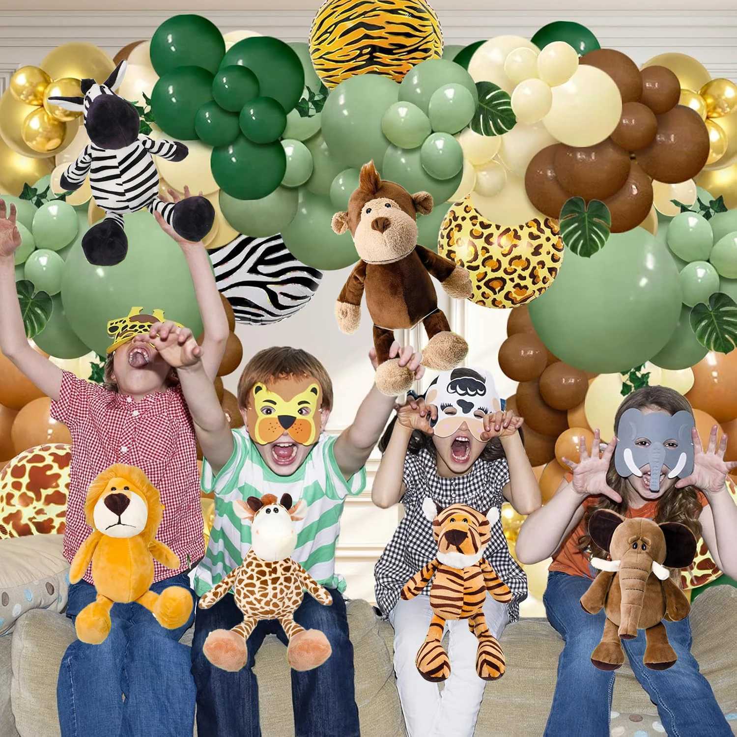 6-18 Pcs Safari Stuffed Animals Plush Jungle Toys Set Boys Girls Lion Elephant Zebra Giraffe Tiger for Animal Free shipping