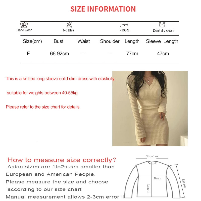 Women Knit Slim Sexy Bodycon Dress VNeck Long Sleeve Solid Casual Midi Sweater For 2024 Autumn Winter 250207