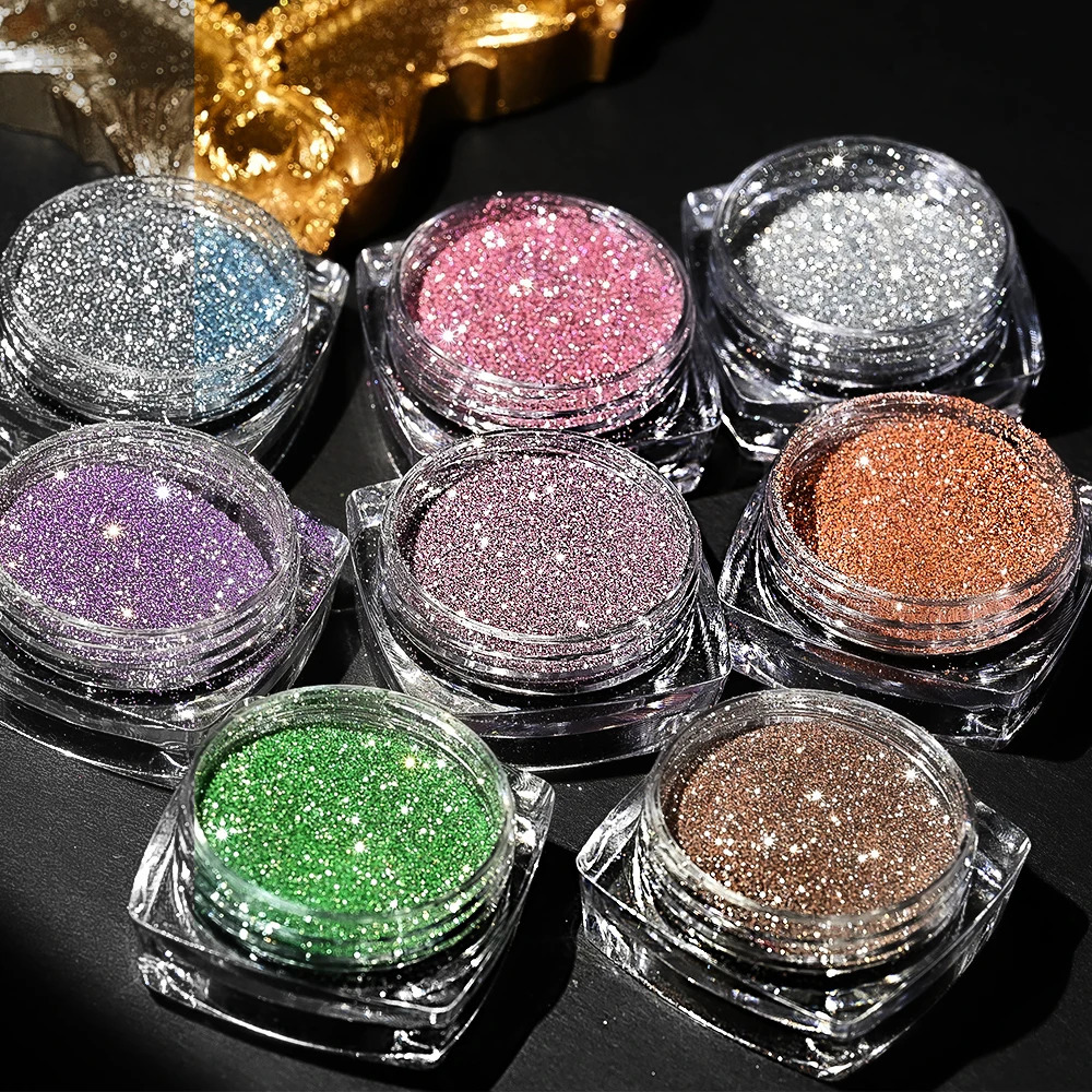 8Pack Nail Art Glitter Powder Set Holographic Laser Sparkle Dust Chromatic Reflective Effect For Manicure Flake DIY n 250115
