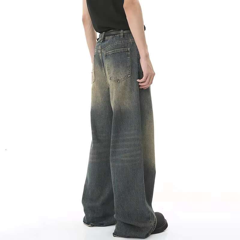 New Men's Baggy Straight Wide Leg Jeans Male Fashion Vintage Wash Casual Denim Pants Youth Popular Brand Streetwear Trousers