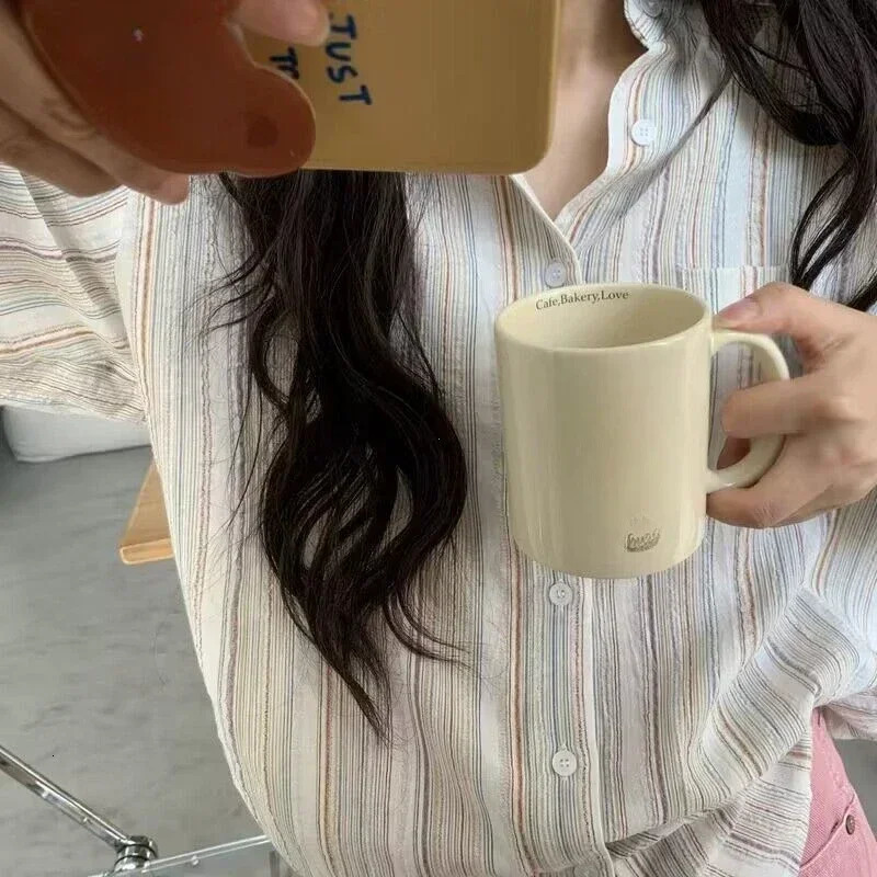 2024 Vintage Striped Shirt Korean Fashion Simple Long Sleeve Turn Down Collar Blouse Office Lady Casual Loose Thin Tops 250208Z