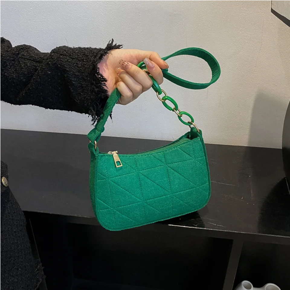 Fashion Womens Shoulder Bag Trend Simple Retro Underarm Felt Tote Handbag 250121
