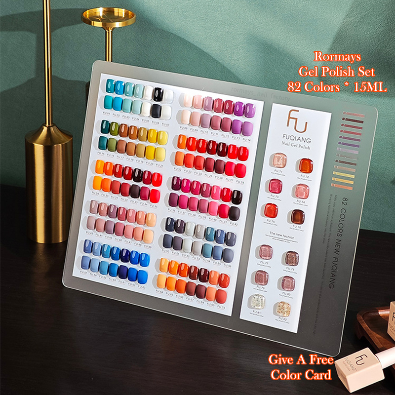 Rormays New Big Set Whitening gel Polishing 82PCS Mixed Clearcoat Shiny Color Bare Color Soaking Durable UV Finish Nail Salon Wholesale Factory