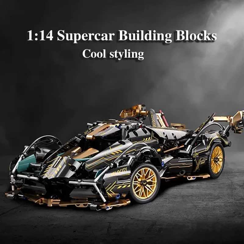 New 1 14 Concept Supercar Building Block Technology Model Racing Car 1280PCS Puzzle Assembled Building Block Toy Childrens GiftC250208