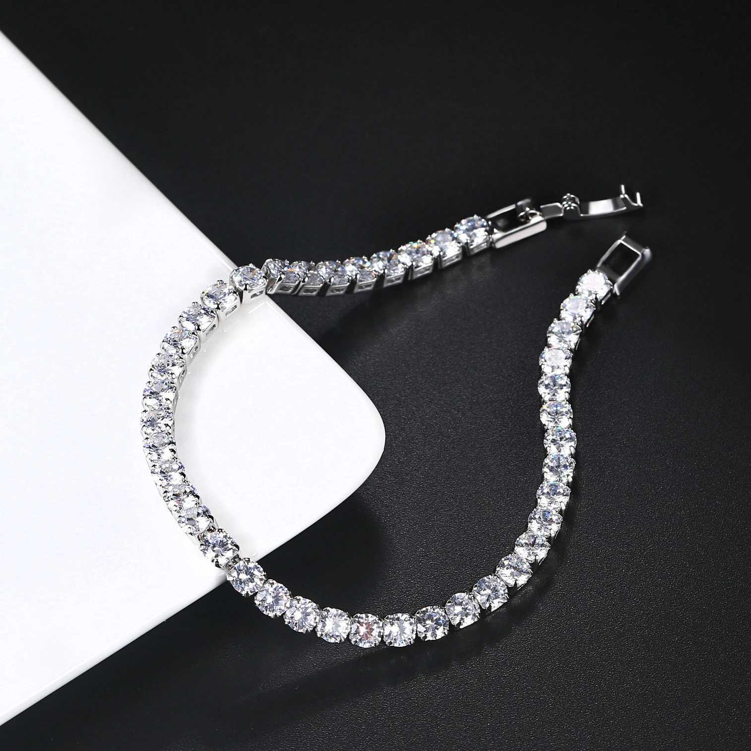 Hip Hop Iced Out 3/4/5mm Crystal Tennis Bracelet for Men Homme Trendy Punk Zirconia Mens Chain on The Hand Streetwear Jewelry Y250208