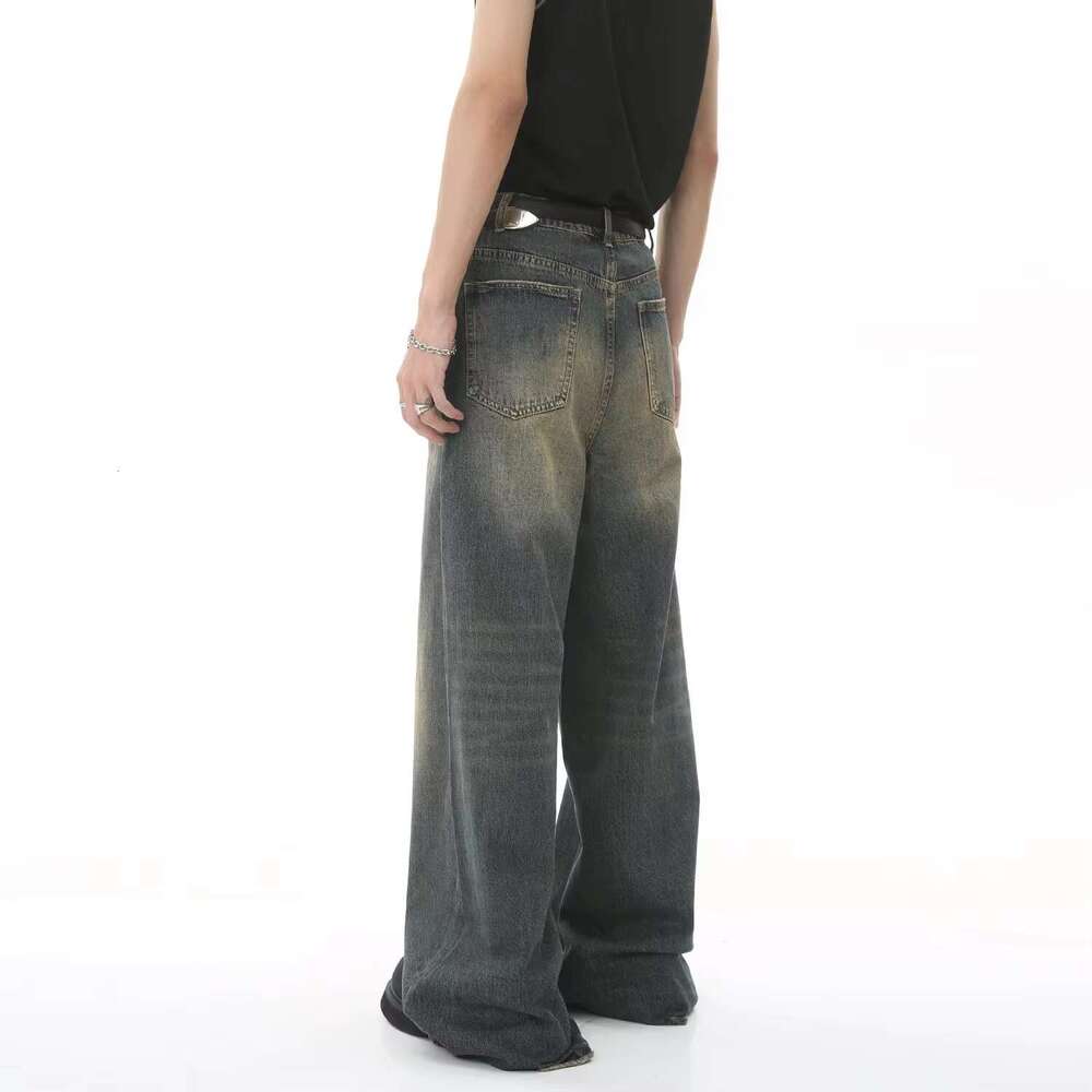 Autumn jeans Men's Denim Pants Old Blue Washed Male Jeans Straight Casual Menwear Loose Wide Leg Trousers 2024 New Fashion