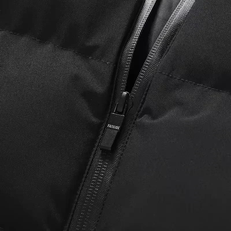 Vest Men Winter Thick CottonPadded Stand Collar Vests Solid Sleeveless Zipper Jacket Male Warm Waistcoat Gilet Veste Hommes 250110Z