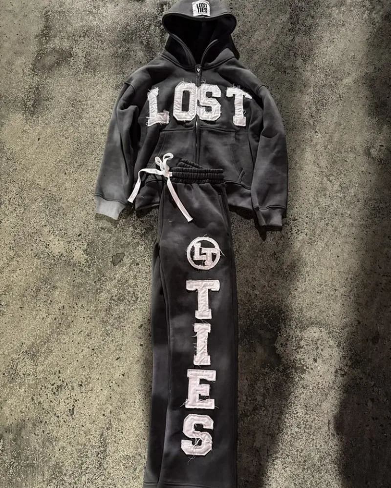 Harajuku fashion Streetwear Men clothing Y2k Alphabet patchwork y set Goth trend retro couple loose tracksuit hoodie 250108