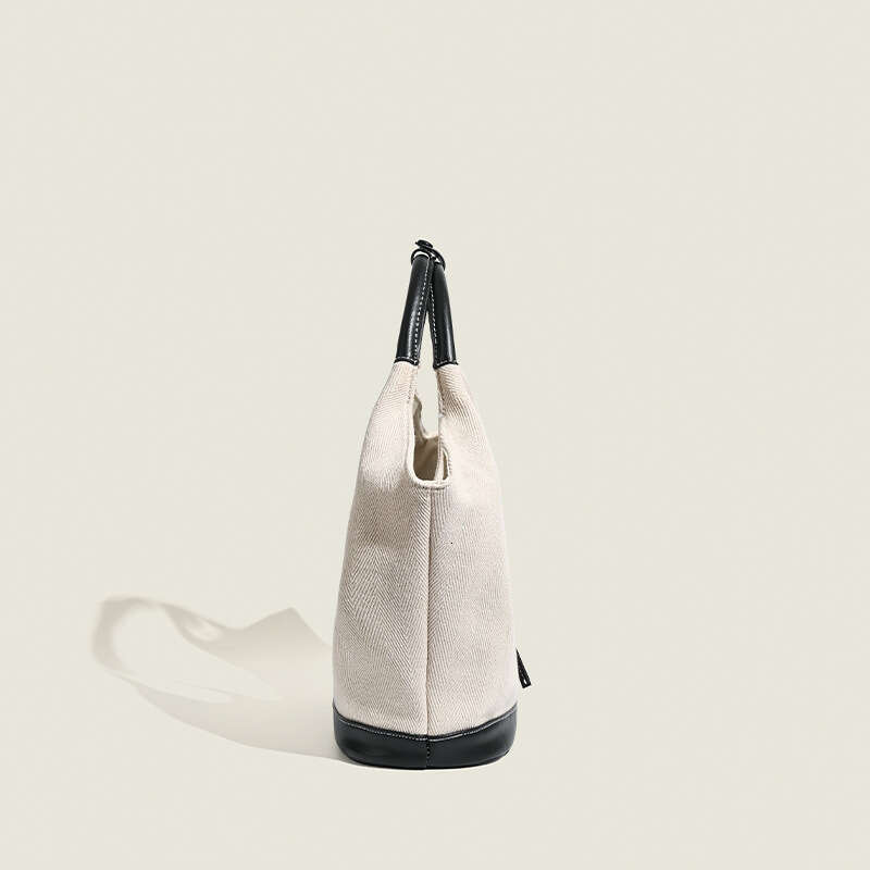 Korean Niche French Bow Tote Splicing Simple Commuting Versatile Shoulder Solid Color Casual Large Bag