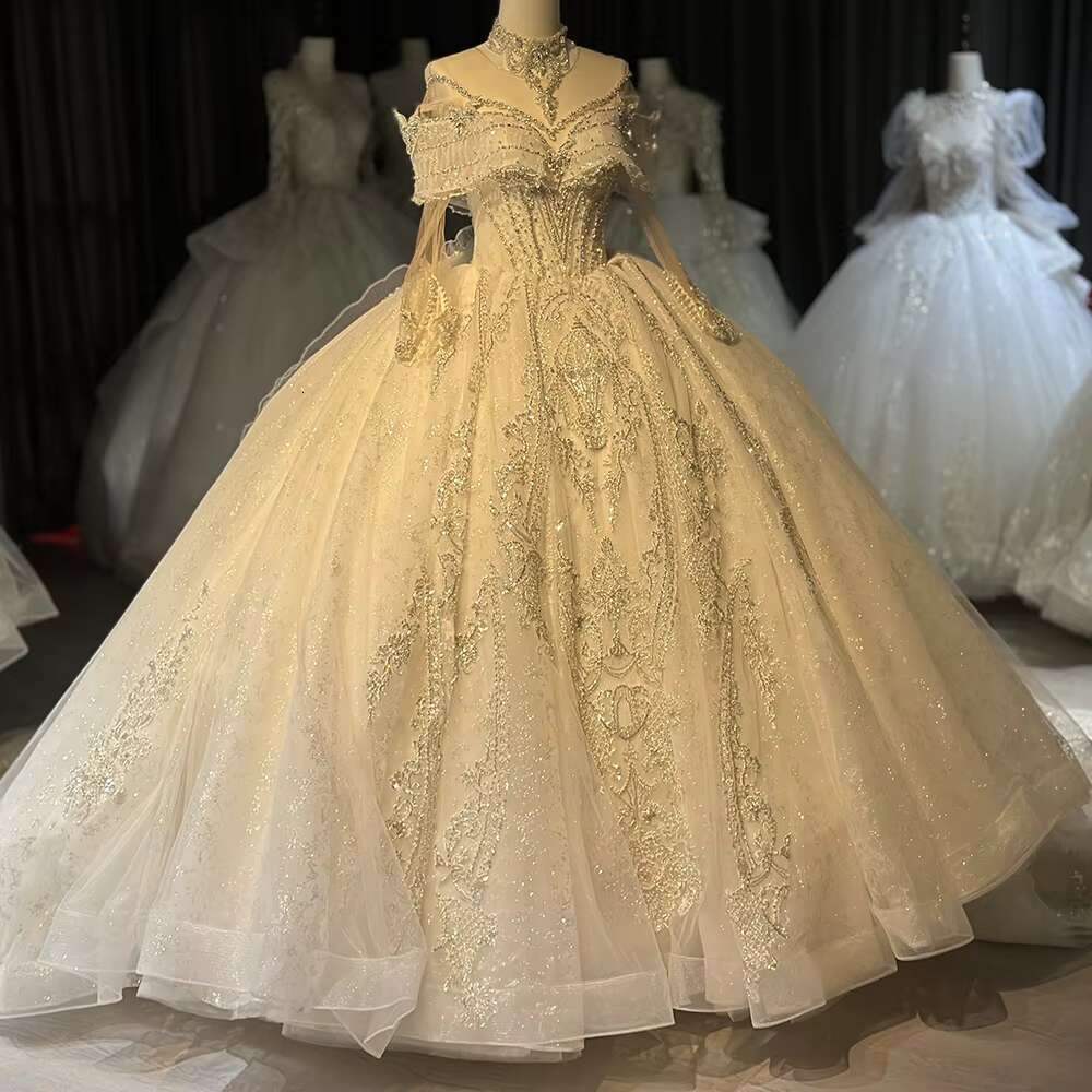 Abiti Da Sposa A Maniche Lunghe Da Donna Abito Da Ballo Perline Di Salsa Flash …