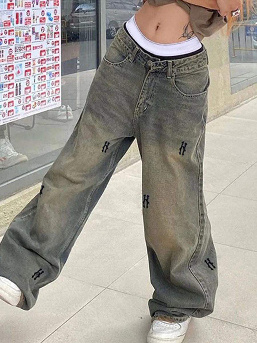 Women Straight Wide Leg Baggy Jeans High Waisted Relaxed Fit Denim Pants Trendy Y2K Streetwear with Pockets 250121