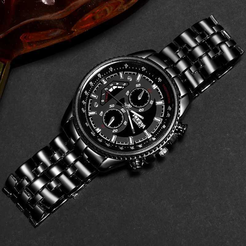 Exquisite Full Black Watch Men Business Steel Wristwatch Fashion Male Classic Dress Relojes Masculino Relogio Elegant Cool Clock Z250207
