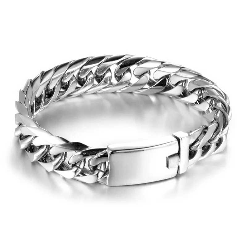 Mens Fashion Gold Bracelet Lasts Hip Hop Double Button Trend Dominates Fashion Bracelets Y250208