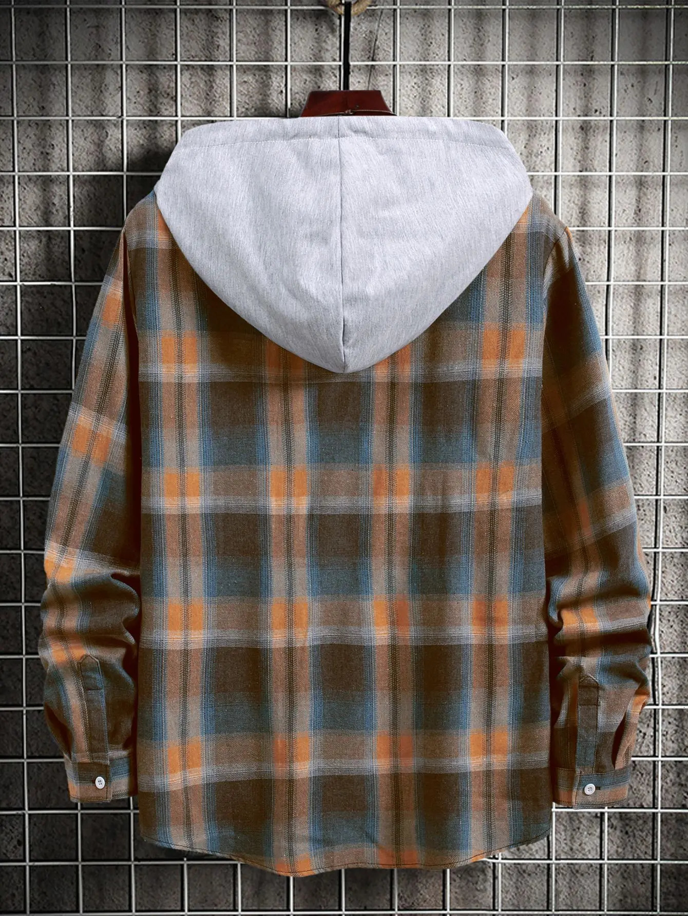 Autumn mens plain weave shirt hooded long sleeved loose casual fashion trend sportswear clothing 250207
