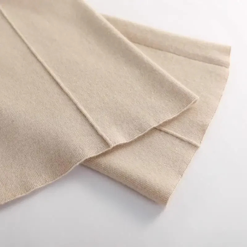 Womens Autumn/Winter Knit Draped Bell Bottoms White Casual Trousers Petite Straight-Leg Cloud Pants Outerwear 250208