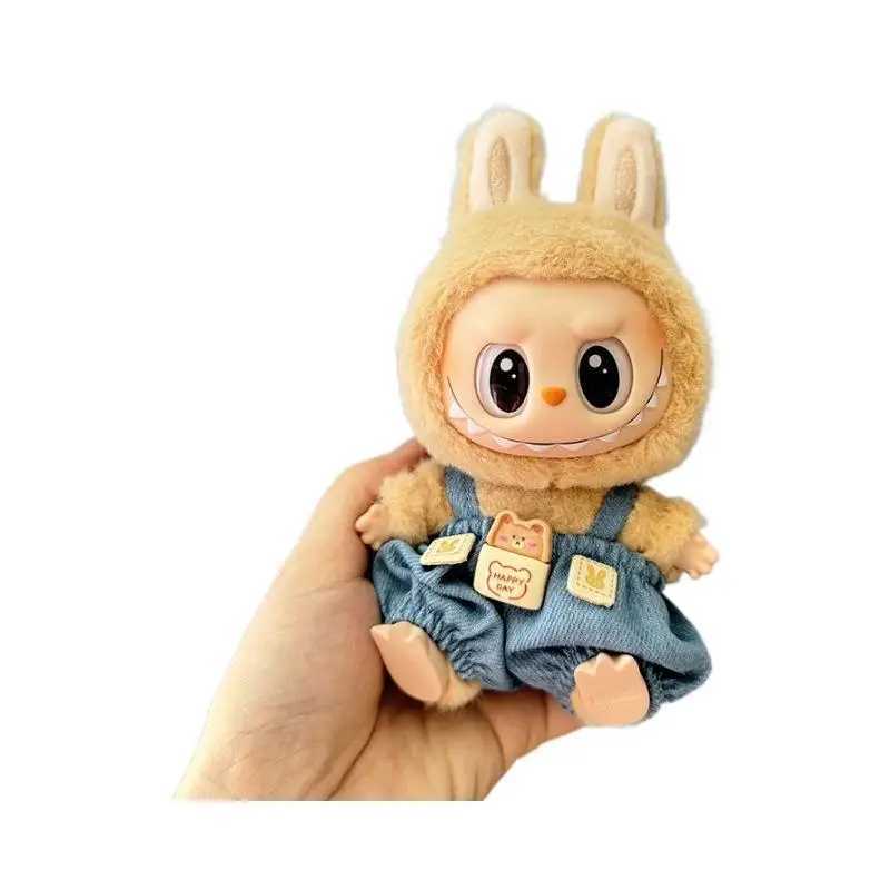 17cm Mini Plush DollS Clothes Outfit Accessories For Korea Kpop Exo Labubu I II Idol Dolls Sitting Par overalls Clothing Gift Z250208