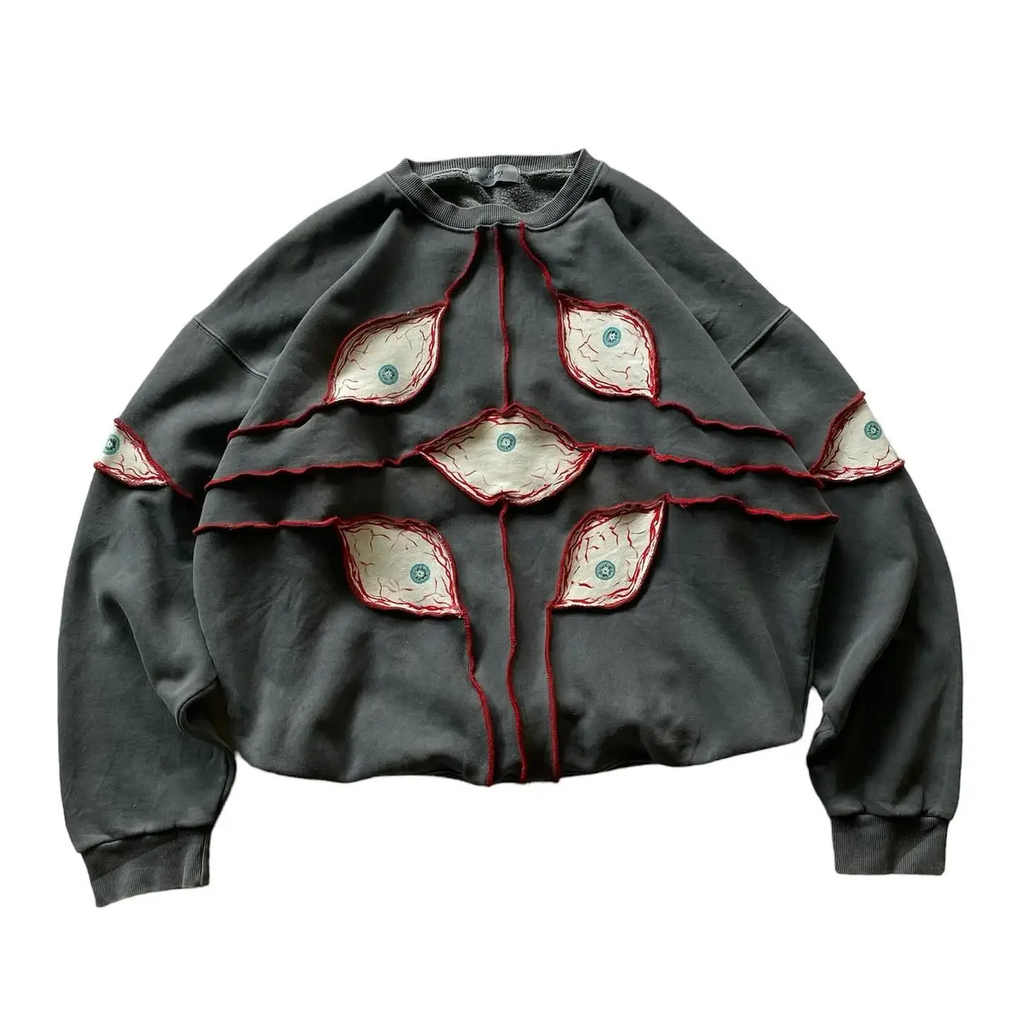 Streetwear Men Women Clothes Y2K Sweatshirt Harajuku Gothic Oversized Pullover Retro Hip Hop Eye Patch Crew Neck Top 250113