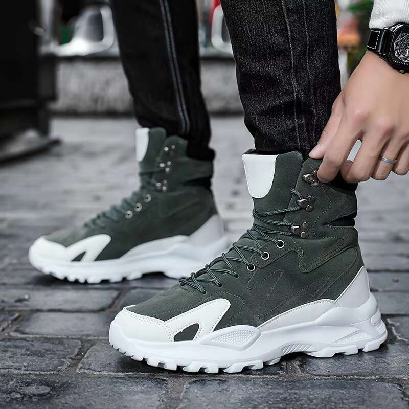 Winter Plush Height Increasing Comfort Suede Platform Men Boots Fashion Trendy Black Men's High Top Sneakers