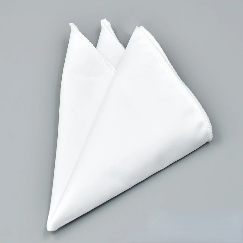 Mens Formal Pocket Square Business Pure White Handkerchief Towel Solid Hanky Wedding Party Chest Tie Suit Accessories 250114