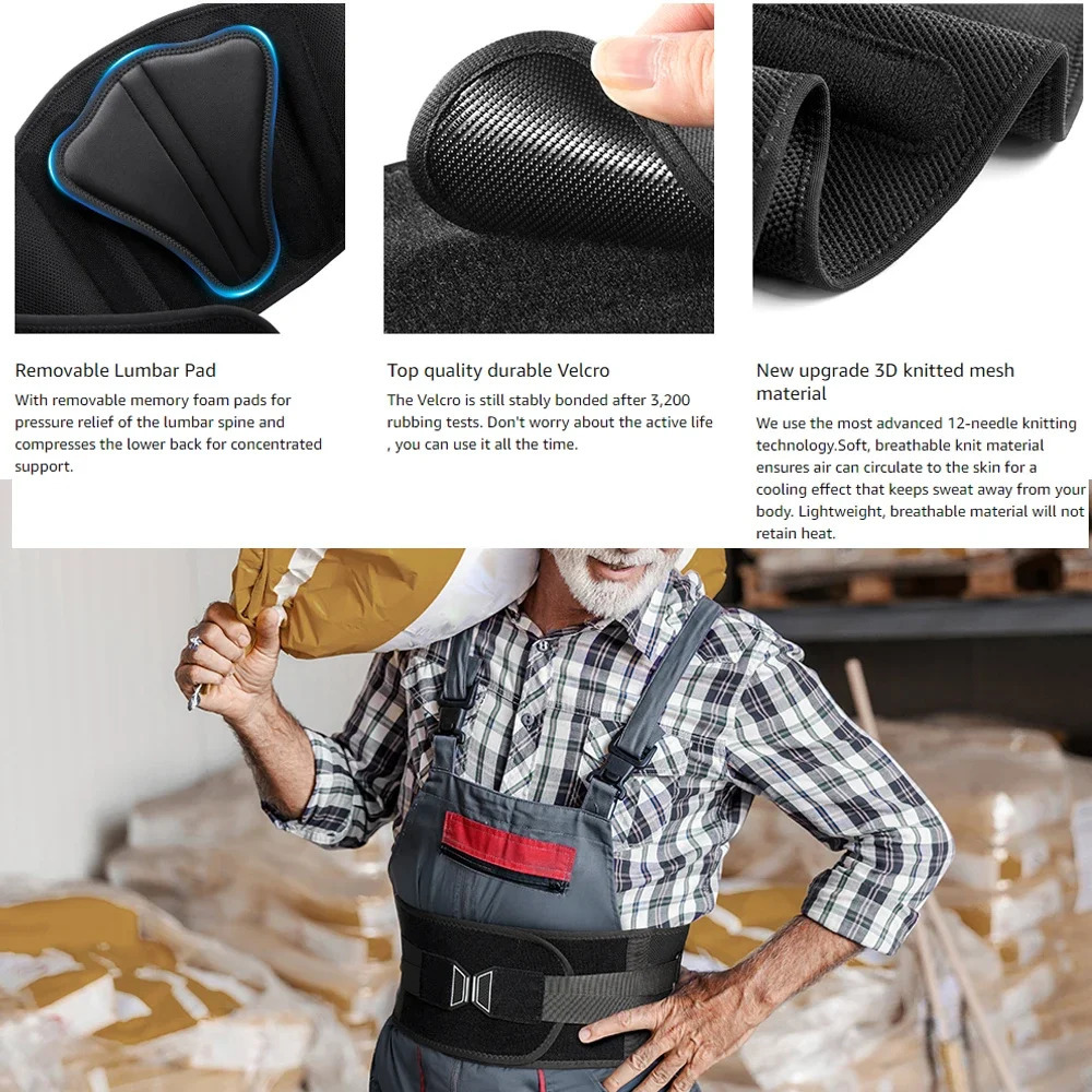 1PCS Back Brace for Lower Pain Relief with Pulley SystemLumbar Support Belt Men Women Lumbar PadErgonomic n 250207