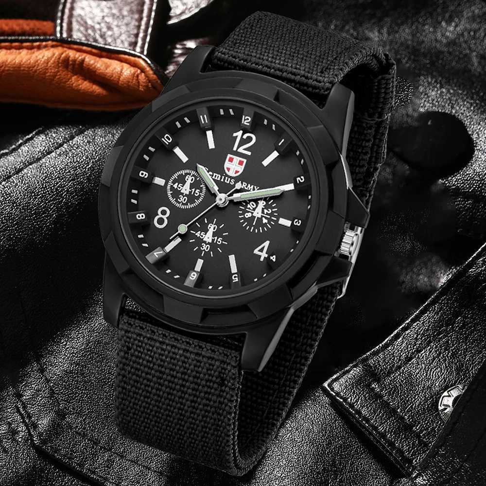 Minimalist Black One-piece Set With Circular Quartz Watch Header For Mens Watches Z250207