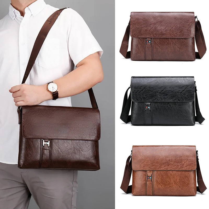 MenS Briefcase PU Leather Ipad A4 Document Shoulder Executive Work Business Work Messenger Crossbody Side Male Bag 250208