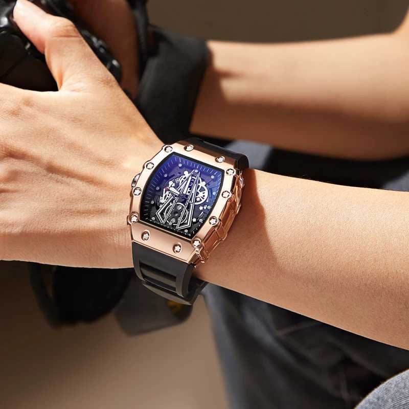 New Mens Watch Fashion Automatic Quartz Watch Waterproof Watch Sport Mens Silicone Watch Band Quartz Watch Best Gift Z250207