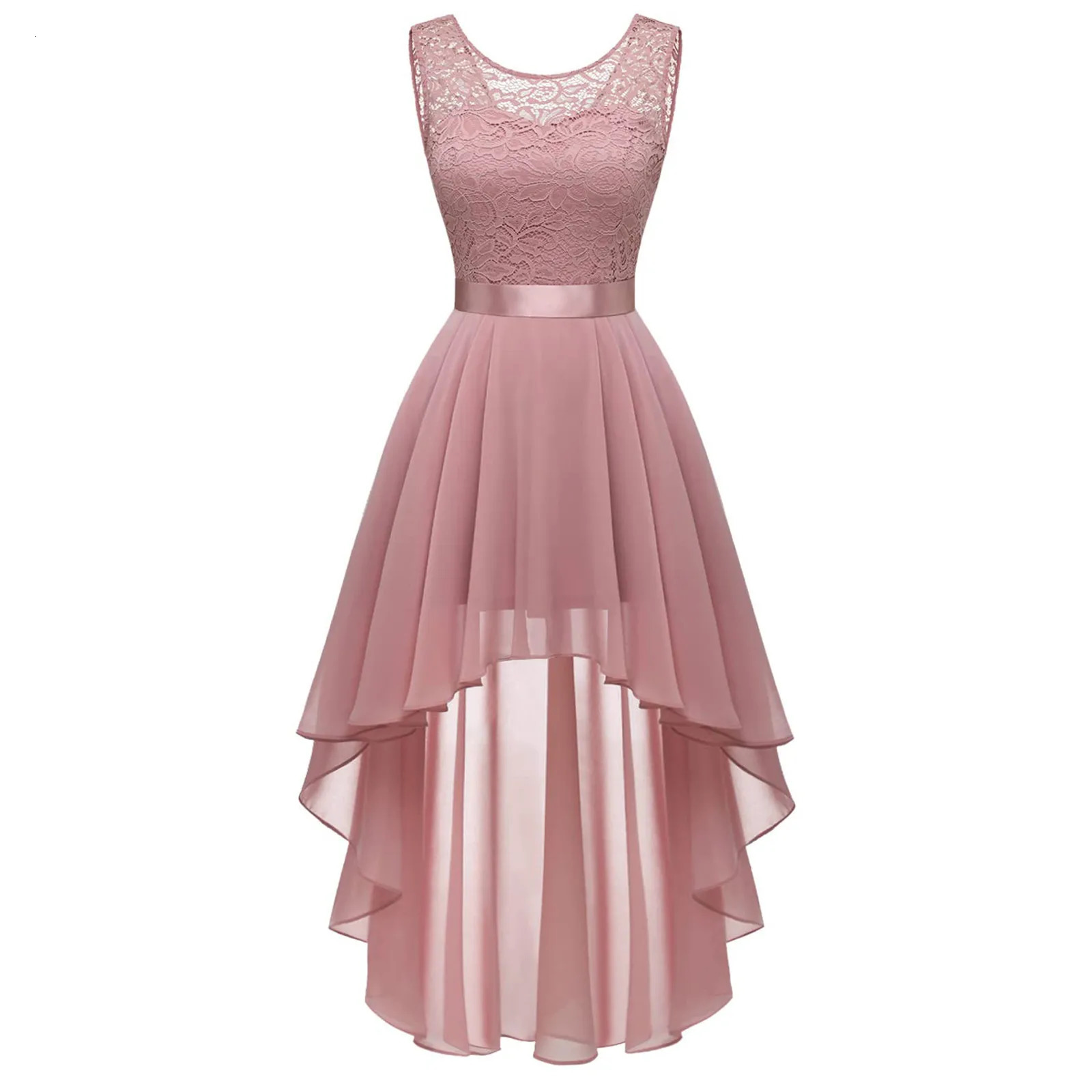 Vintage Floral Lace Party Dress Women Sleeveless Elegant Irregular Sexy Dresses Robe Autumn Lady Formal Bridesmaid Evening 250208