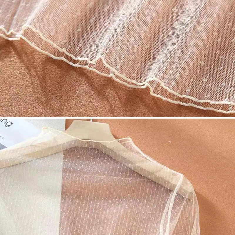 Summer Sexy Women Perspective Lace Mesh TShirt Long Sleeve Pullover Tees Loose See Through Tunic Tops Bottoming Shirts 250114