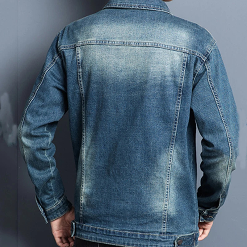 Elastic Denim Jacket Mens Slim Korean Autumn Spring Clothing Coat Fashionable Nostalgic High Quality Wash Old Male Classic 250207
