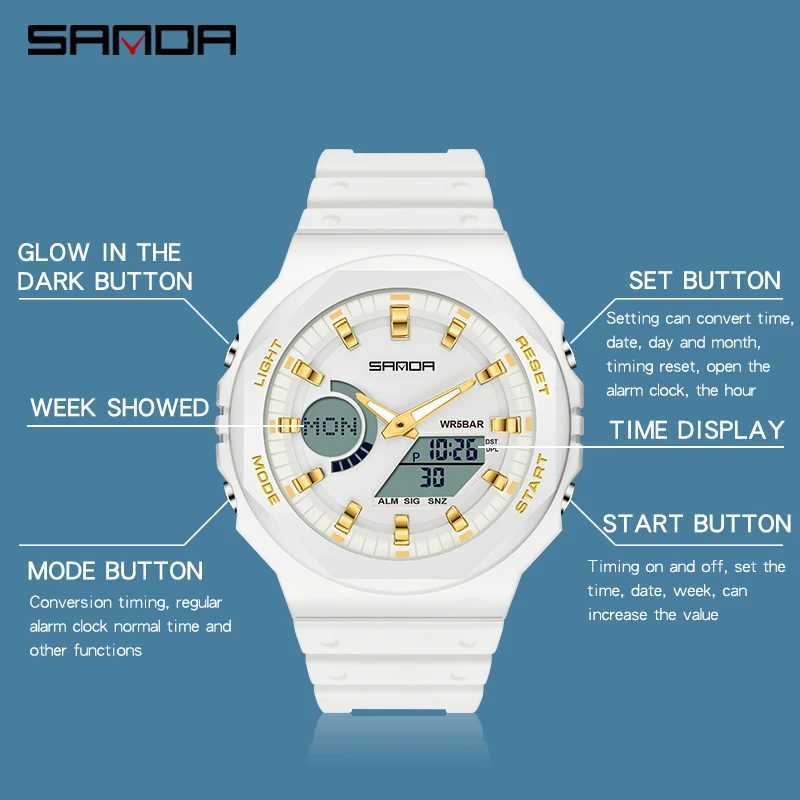 SANDA Outdoor Sports Watches Men Ms LED Digital Watches Military Waterproof Date Electronic Watch Boy Girl Relogio Masculino Z250207