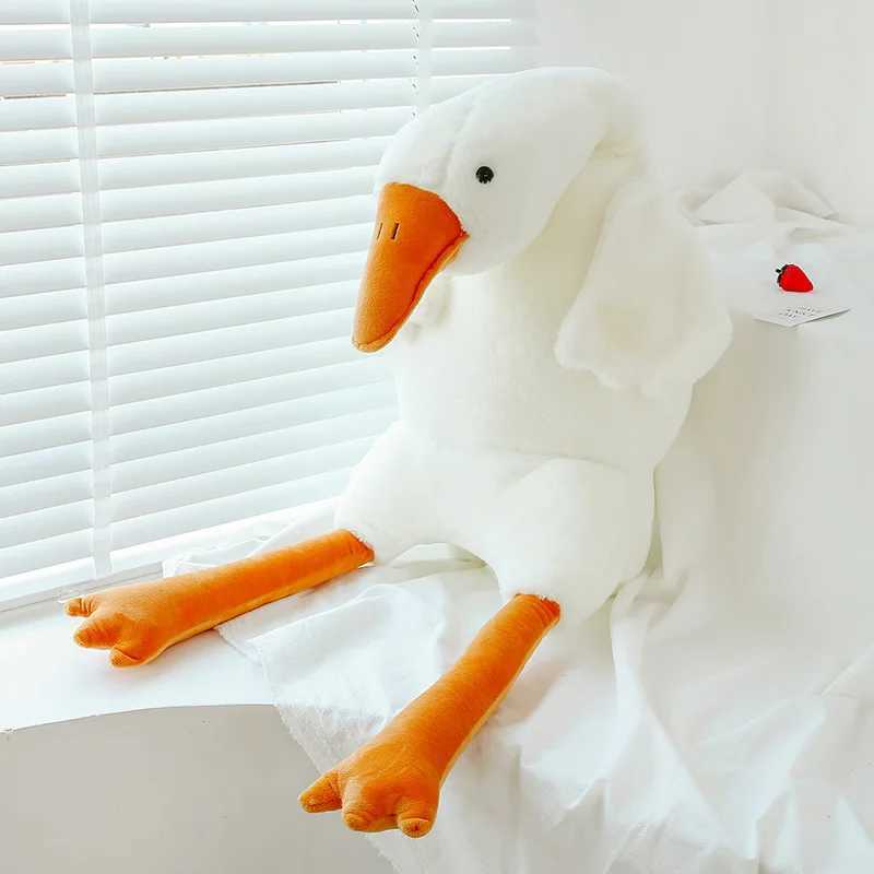 90-190cm Lovely White Throw Plush Toy Big Goose Doll Sleep on Bed Birthday Gift Girl Envio Gratis Stuffed Toys Free shipping