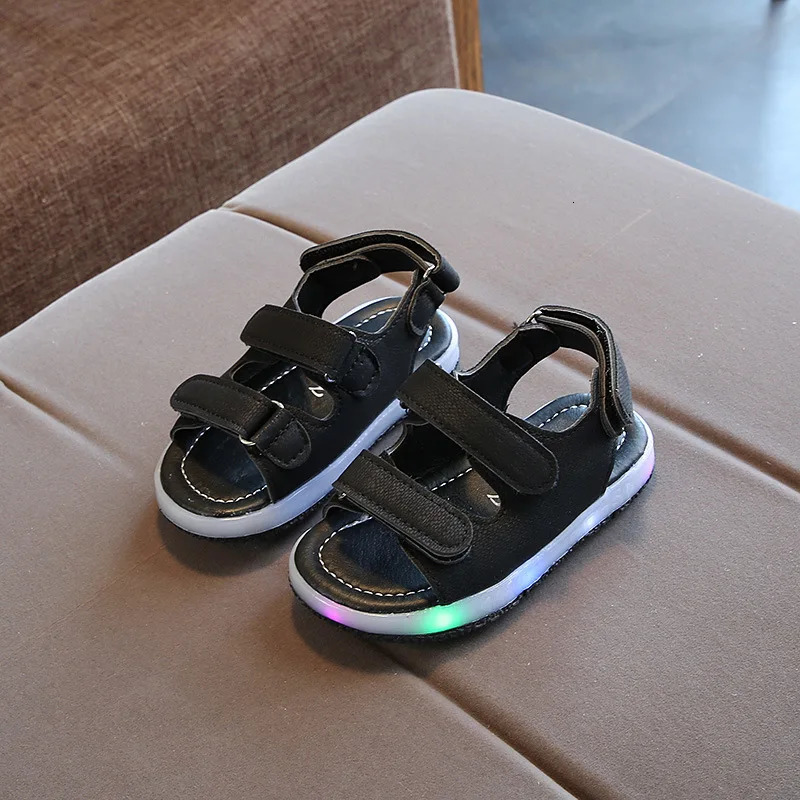 Childrens Shiny Light Shoes Little Kids Glowing Light Sandals Little Girls LED Light-up Shoes Childrens Luminous Beach Sandals 250121
