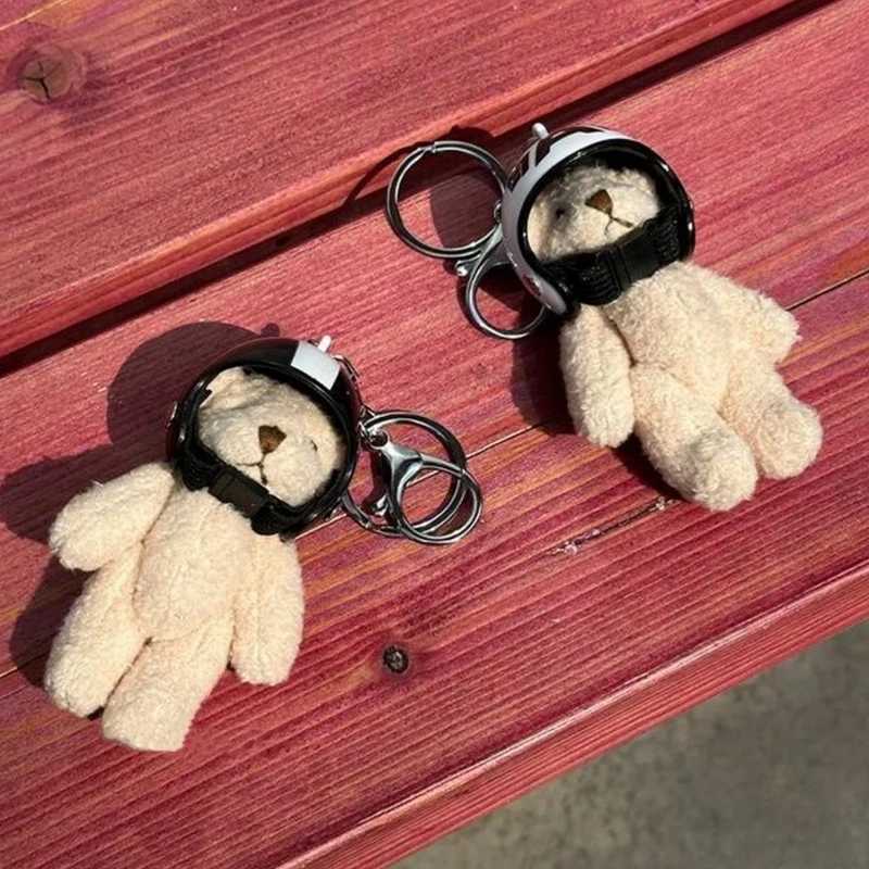 Lovely Bear Charm Keychains Y2K Plush Ornament Pendant Car Keyring Backpack Decorati Bag Charm Jewelry Y250208