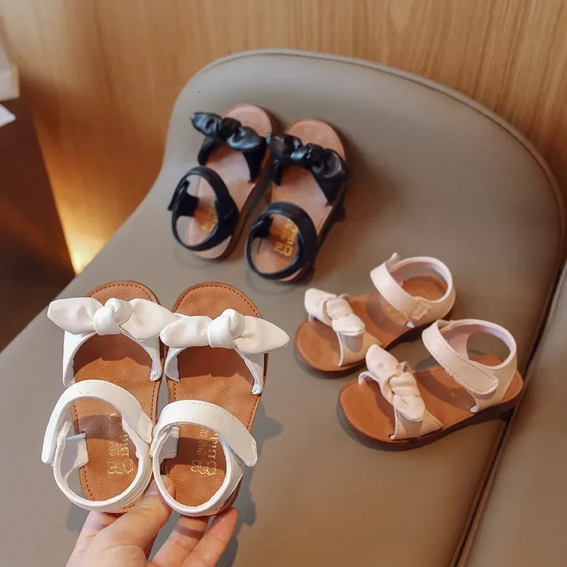 Girls Princess Sandals with Bow-knot Fashion Classic Baby Kids Beach Shoes Children Summer Sandals Simple Size 21-30 250121