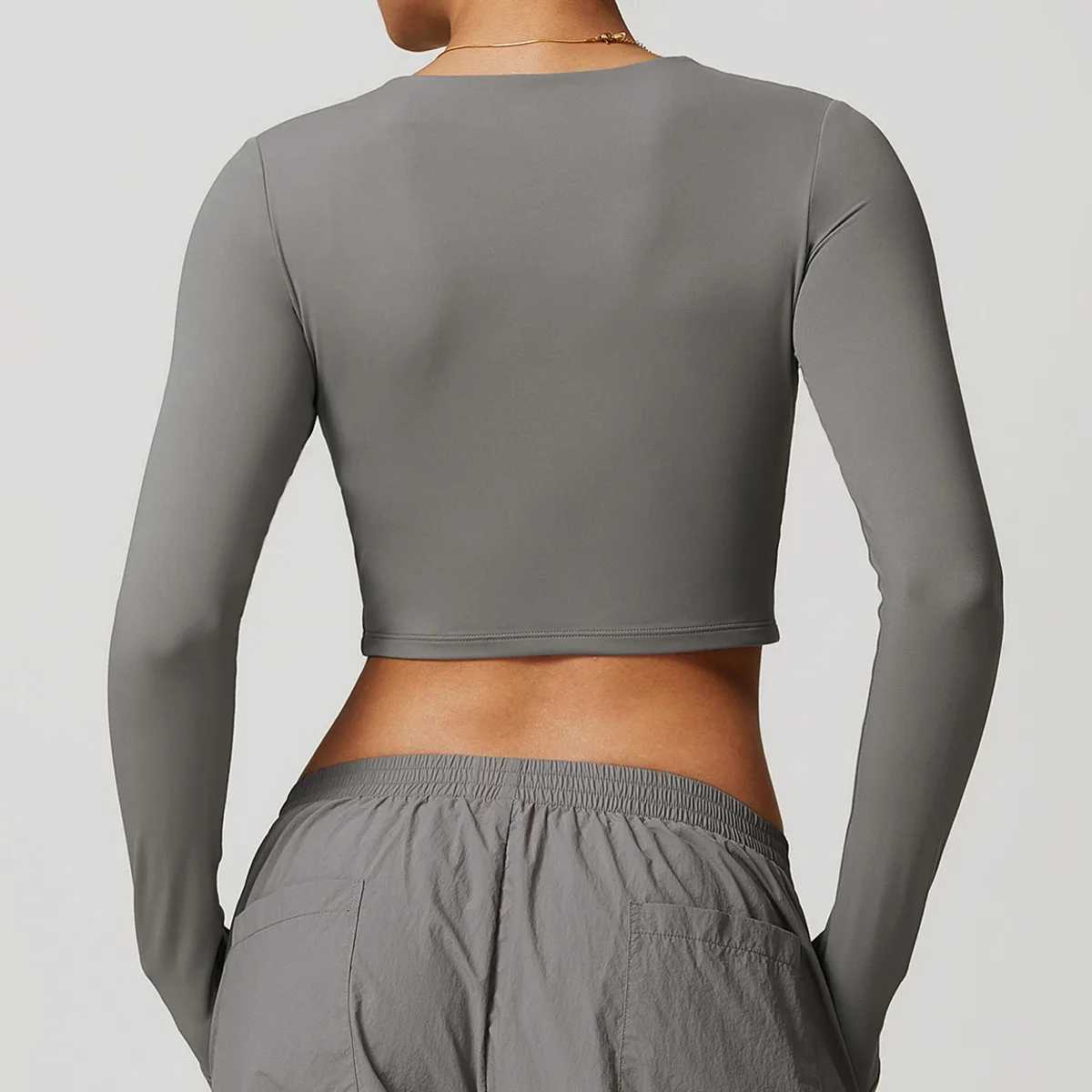Yoga Outfit Gym Clothes Woman Long Sleeve Running Fitness Top Round Neck Pilates Clothing High Elastic Sportwear Workout Shirts H250207