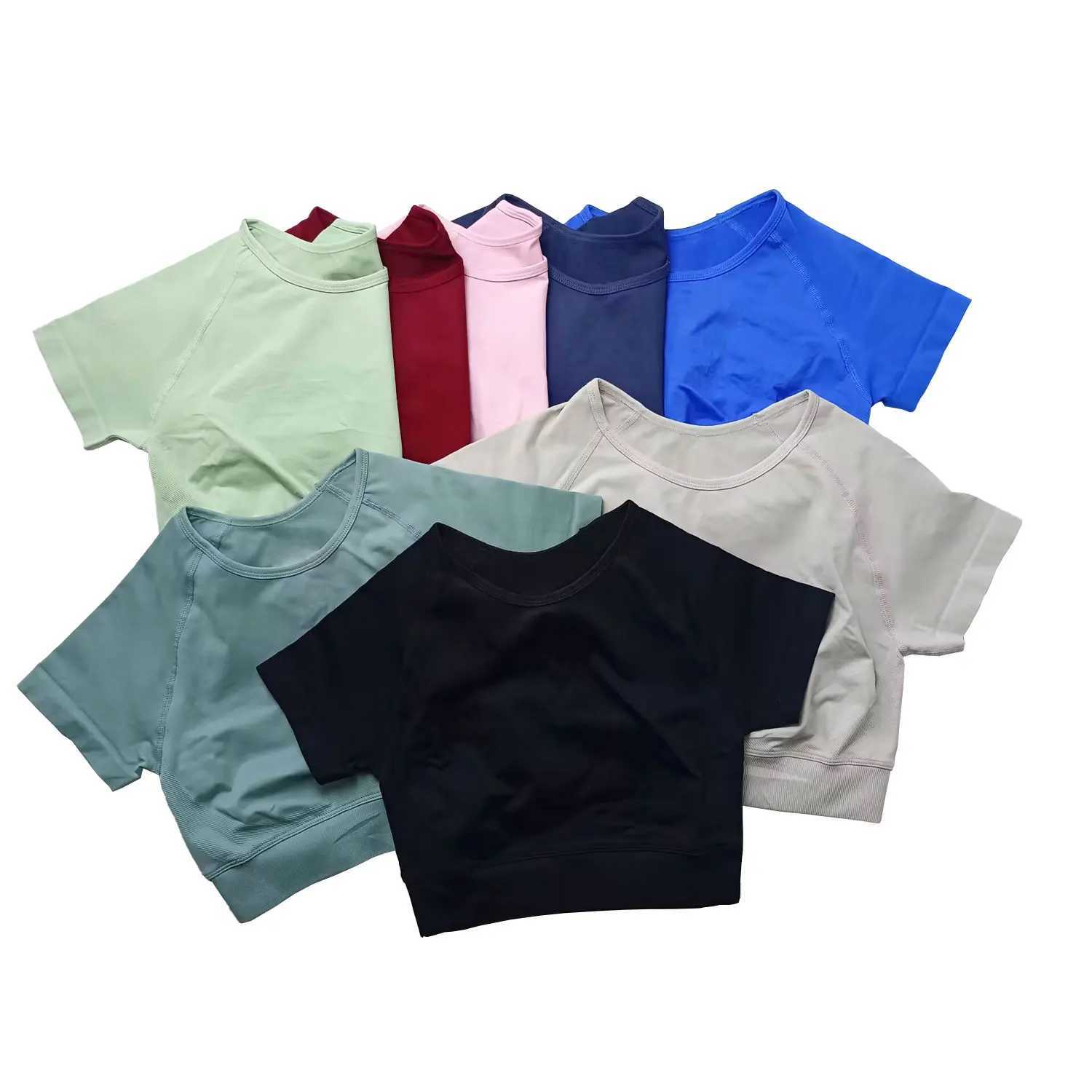 Yoga Outfit Women Gym Top Sports Impact T Shirt Short Sleeve Seamless Active Tank Crop Workout Blouse Elastic Running Tee H250207