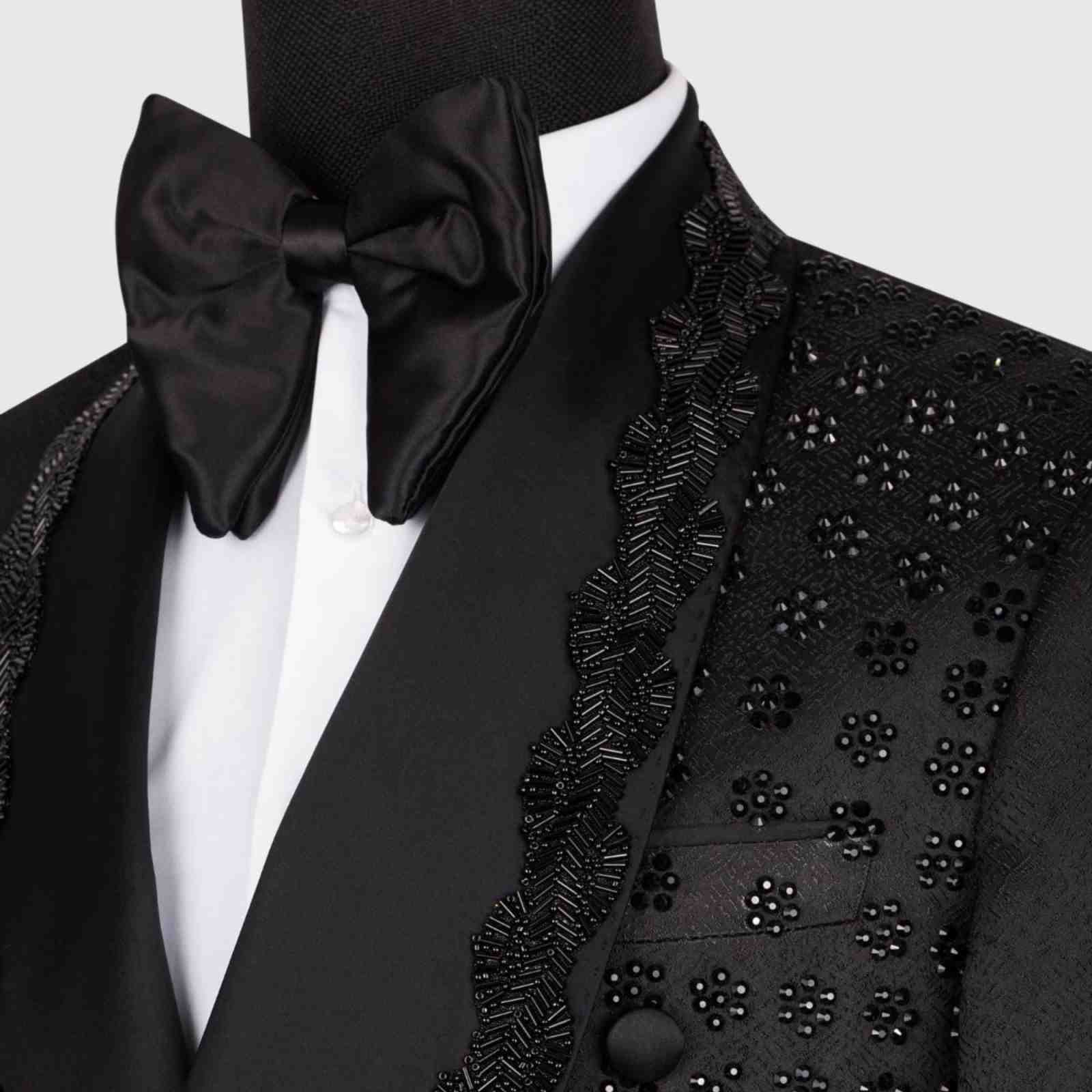 Vintage Men Suits Slim Fit 2 Pieces Shawl Lapel Beading Classic Men Wedding Suits Groom Double Breasted (Blazer+Pants) Customized