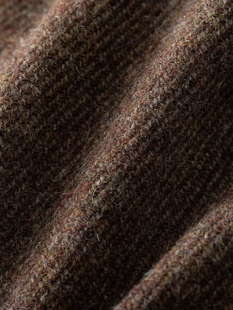 FSLE Retro Classic Style 100% Wool Suit Jacket for Women Niche Winter Brown Woolen Sets Female 250109