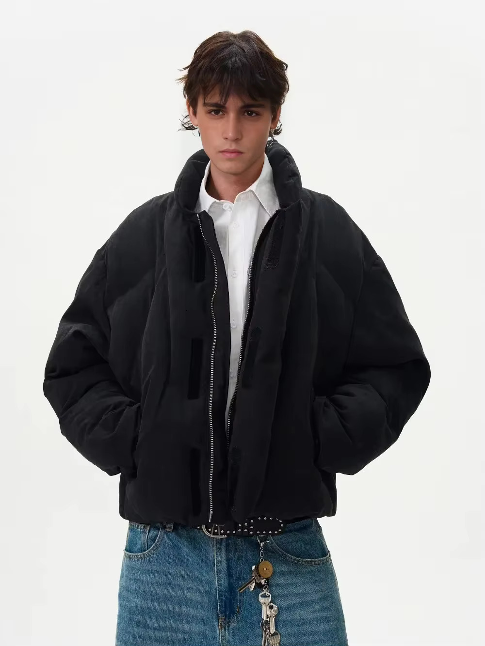 Tung Sung Washed Polished Puffer Jacket Short Coat Loose Thickened Warm Silhouette Armor Winter Parkas